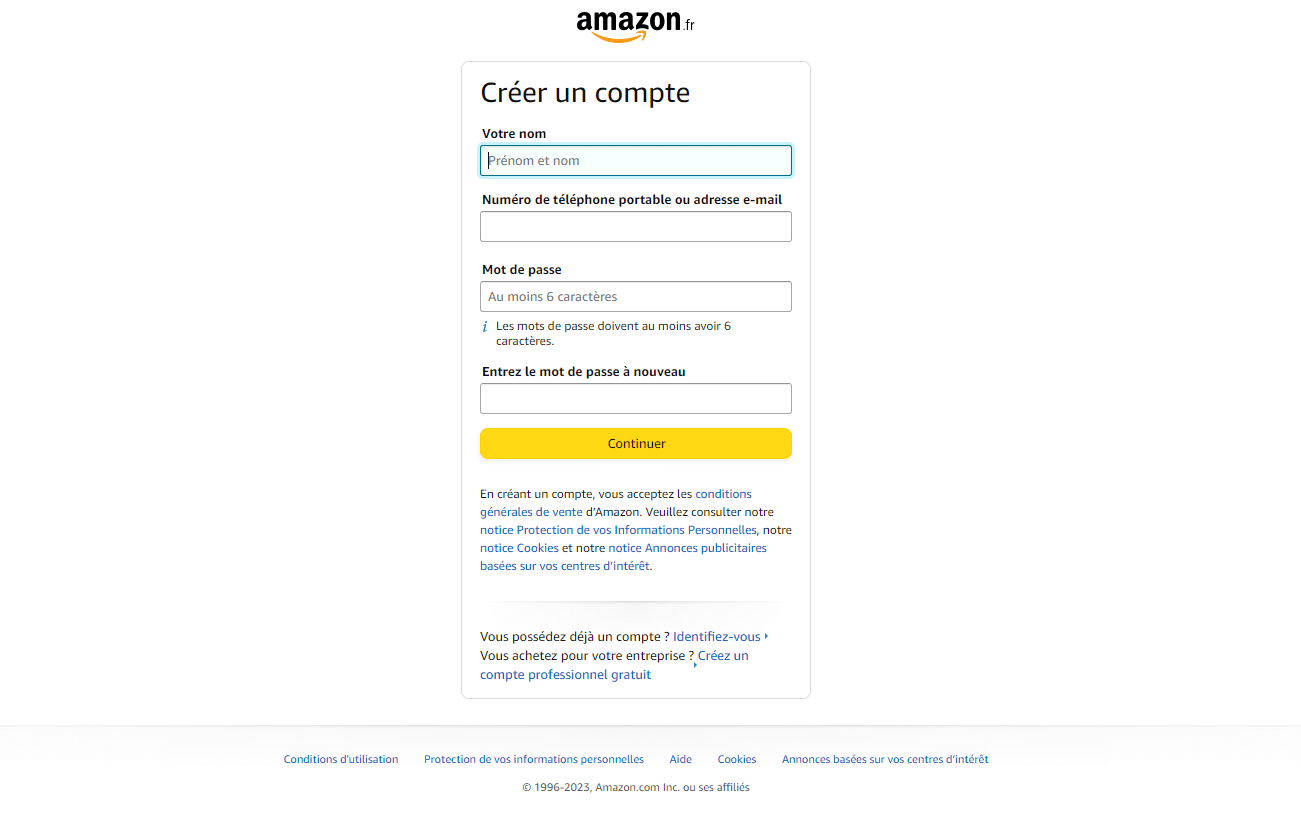 guide étape par étape pour créer un compte amazon