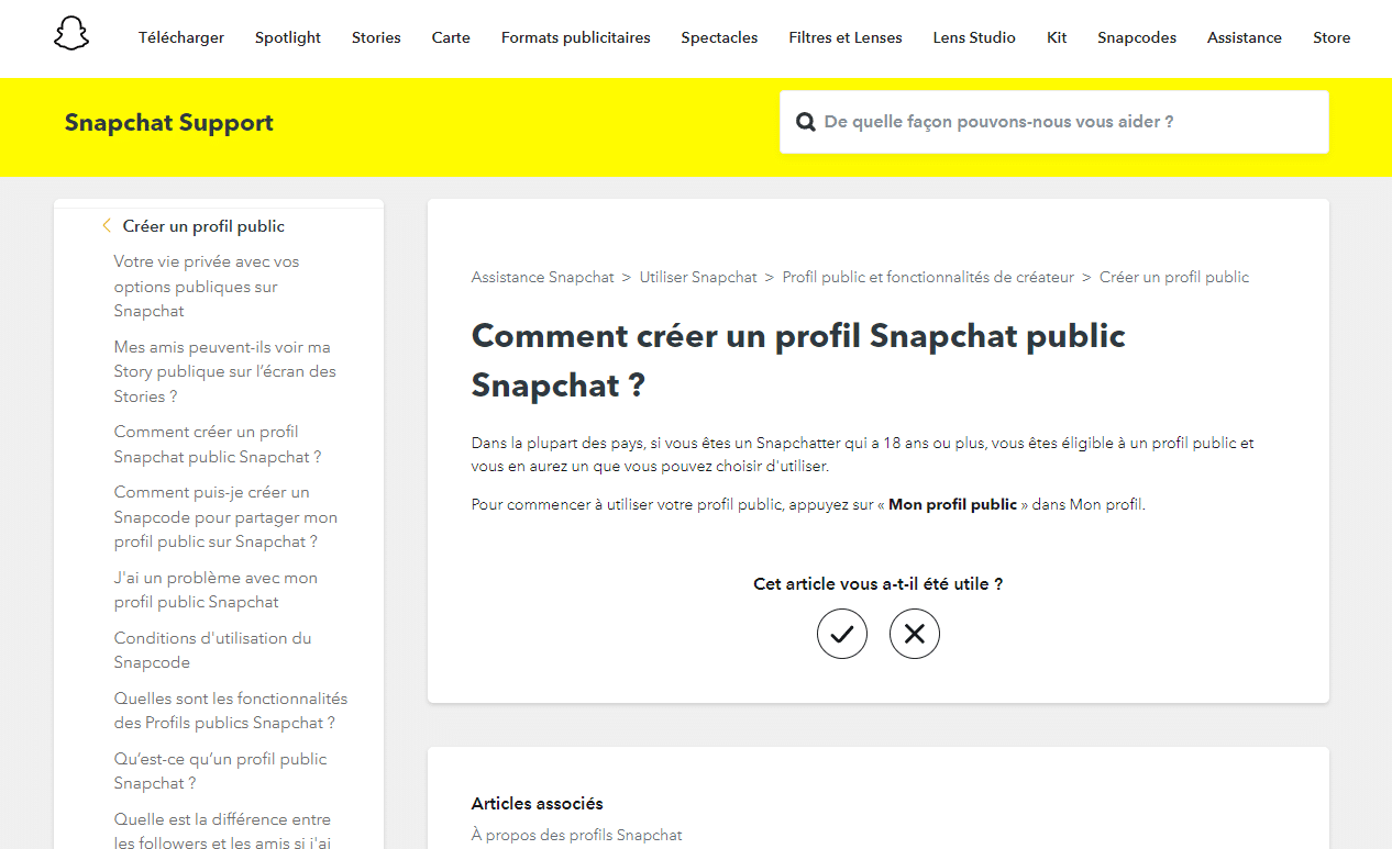 profil public snapchat