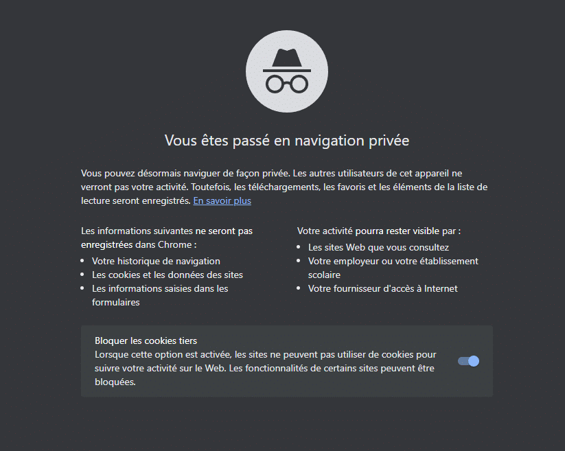 mode anonyme sur votre navigateur